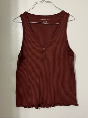 American Eagle | Burnt Orange Tank Top, Buttons and Scalloped Details